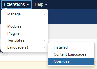 language override admin menu