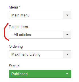 item parent option