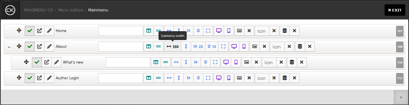 submenu module menu manager