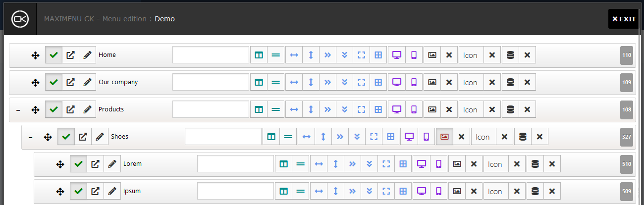 menu structure normal