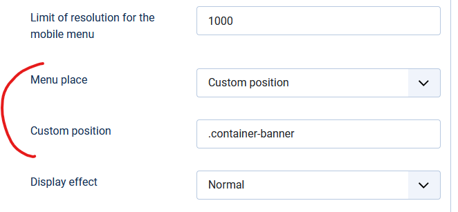 custom position options