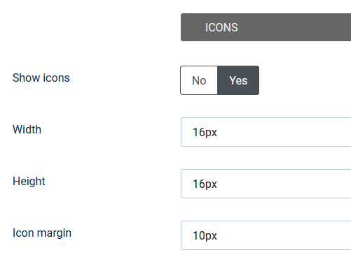 module icons options
