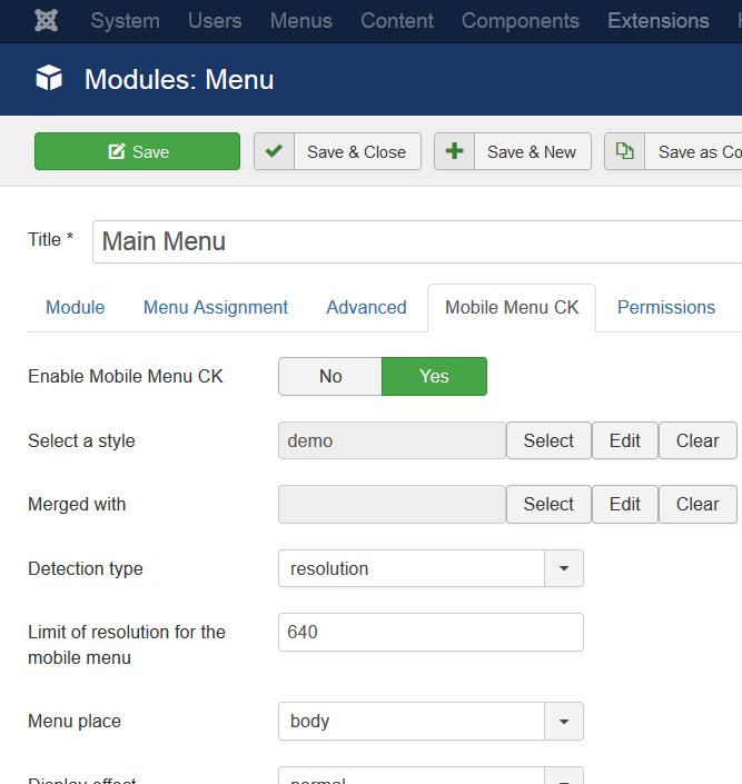 module options