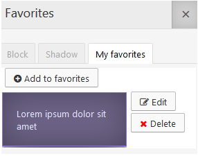 page builder favorites panel