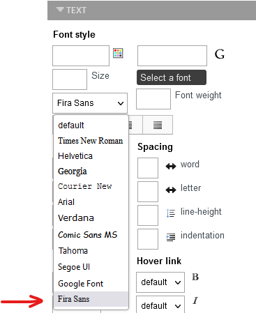 google fonts list in joomla page builder