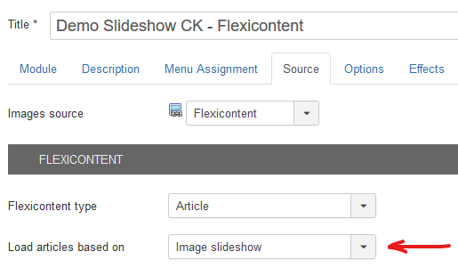 source of slides field selection