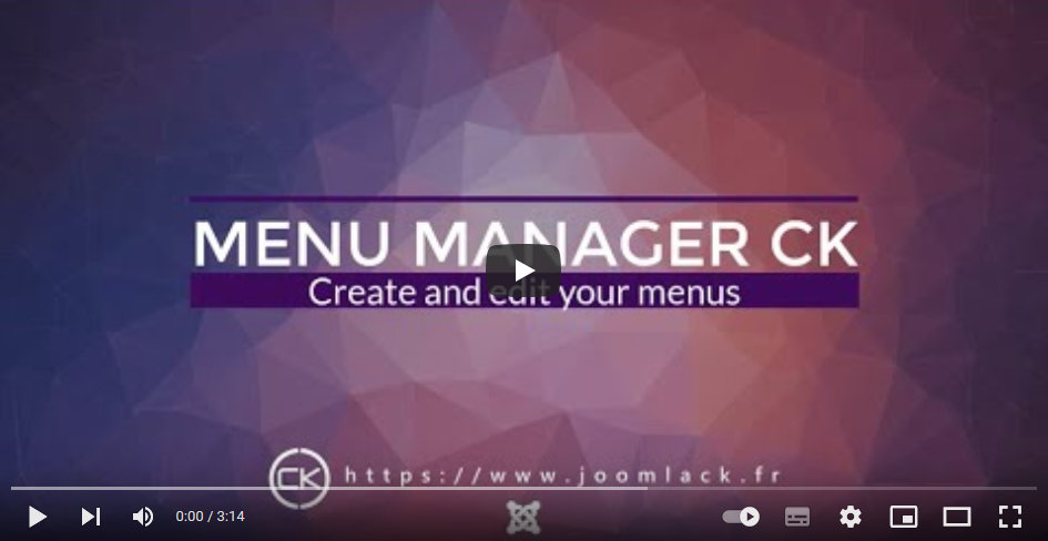 video menu manager joomla
